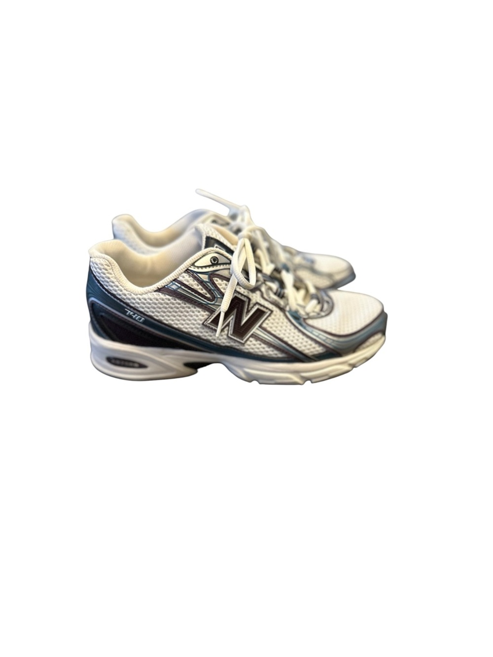 New Balance White and Navy Athletic Sneakers